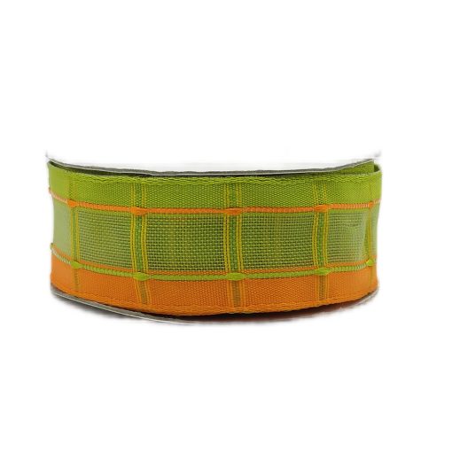 craft-plaid-ribbon-25mm~10y-green-orange
