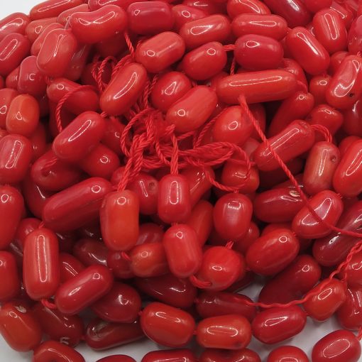 red coral tube beads 7mm~45 pcs