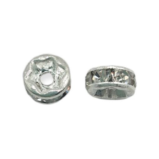 rhinestone beads 6mm~100 pcs silver