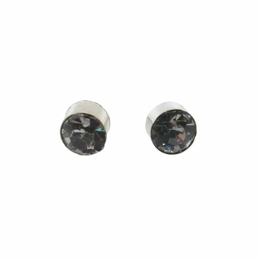 Metal-Earring--with-strass-4mm~50pcs-silver