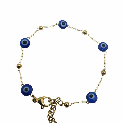 Stainless-Steel-Bracelet-with-Evil-eye-16cm~1-Piece-gold