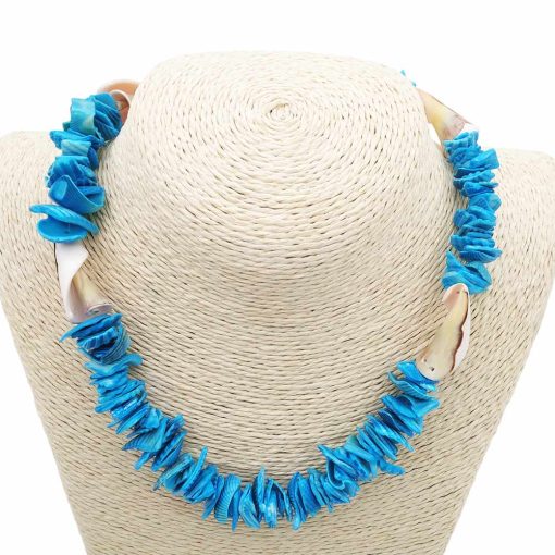 Handmade-Shell-beads-necklace-~1-pc-blue